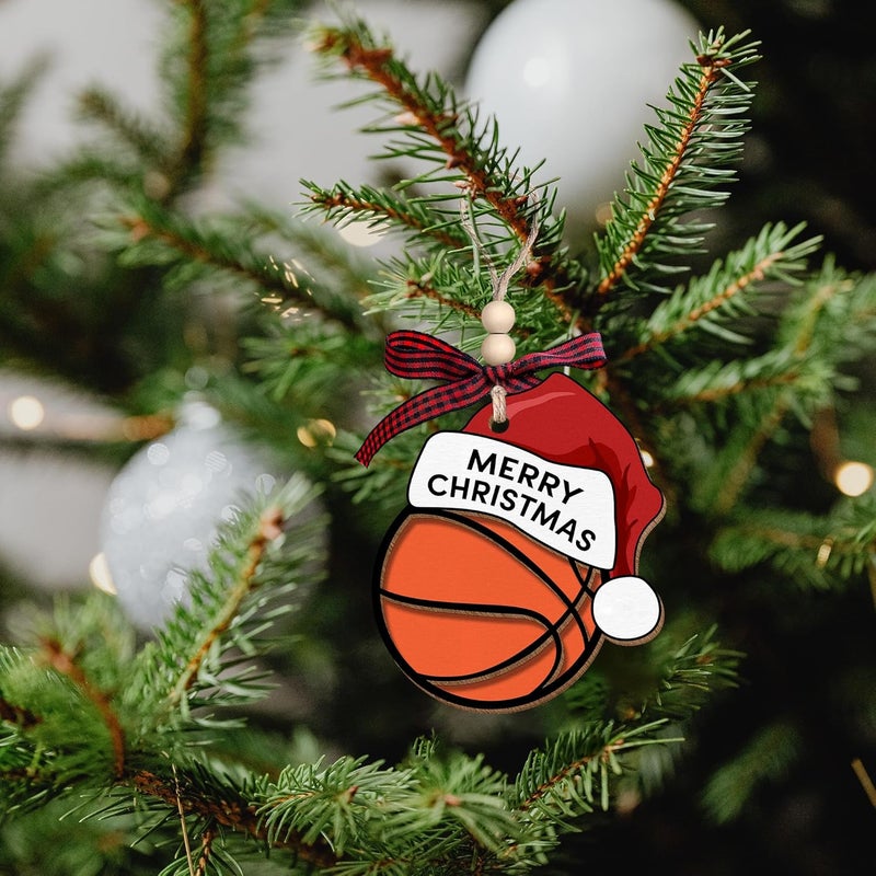 MAPDTWO Basketball Ornament - Basketball Ornaments for Christmas Tree - Sports Ornaments for Tree - Girls Sports Gifts, Team Gifts - 2 Layered Wood Christmas Ornament 2025 - Image 4